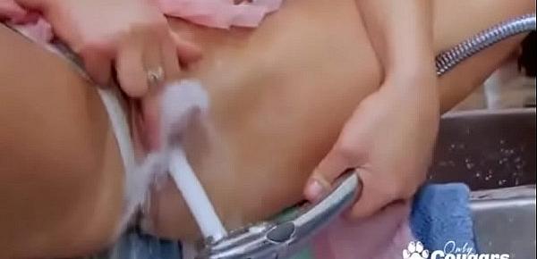  Horny Teen Brooke Fucks Herself In The Kitchen Sink While Parents Are At Work